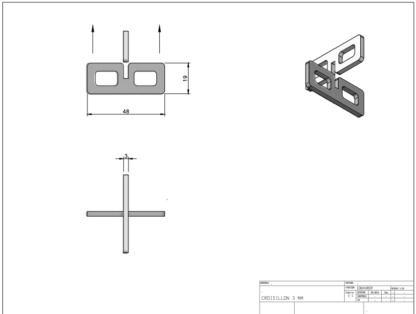 Plan technique d'un croisillon emboitable 3mm