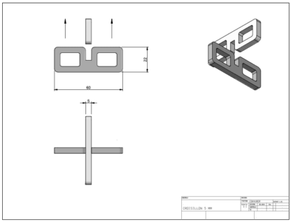 Plan technique d'un croisillon emboitable